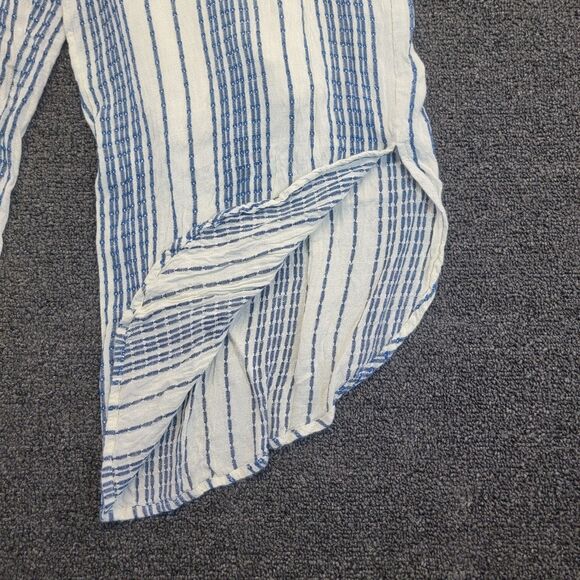 EN CREME Womens Medium Relaxed Cropped Striped Jumpsuit Romper V Neck Pockets - Picture 5 of 16